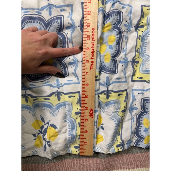 LOFT Blue & Yellow Linen Blend Tile Print Midi Dress – 45" Length - Picture 7 of 8